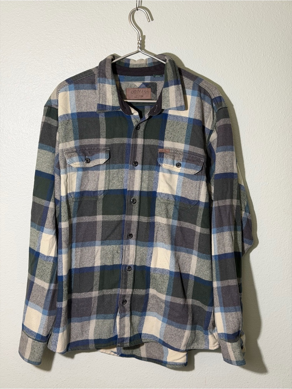 Orvis Big Bear Flannel Shirt Men’s XXL Check Heavyweight Button Shacket Pockets